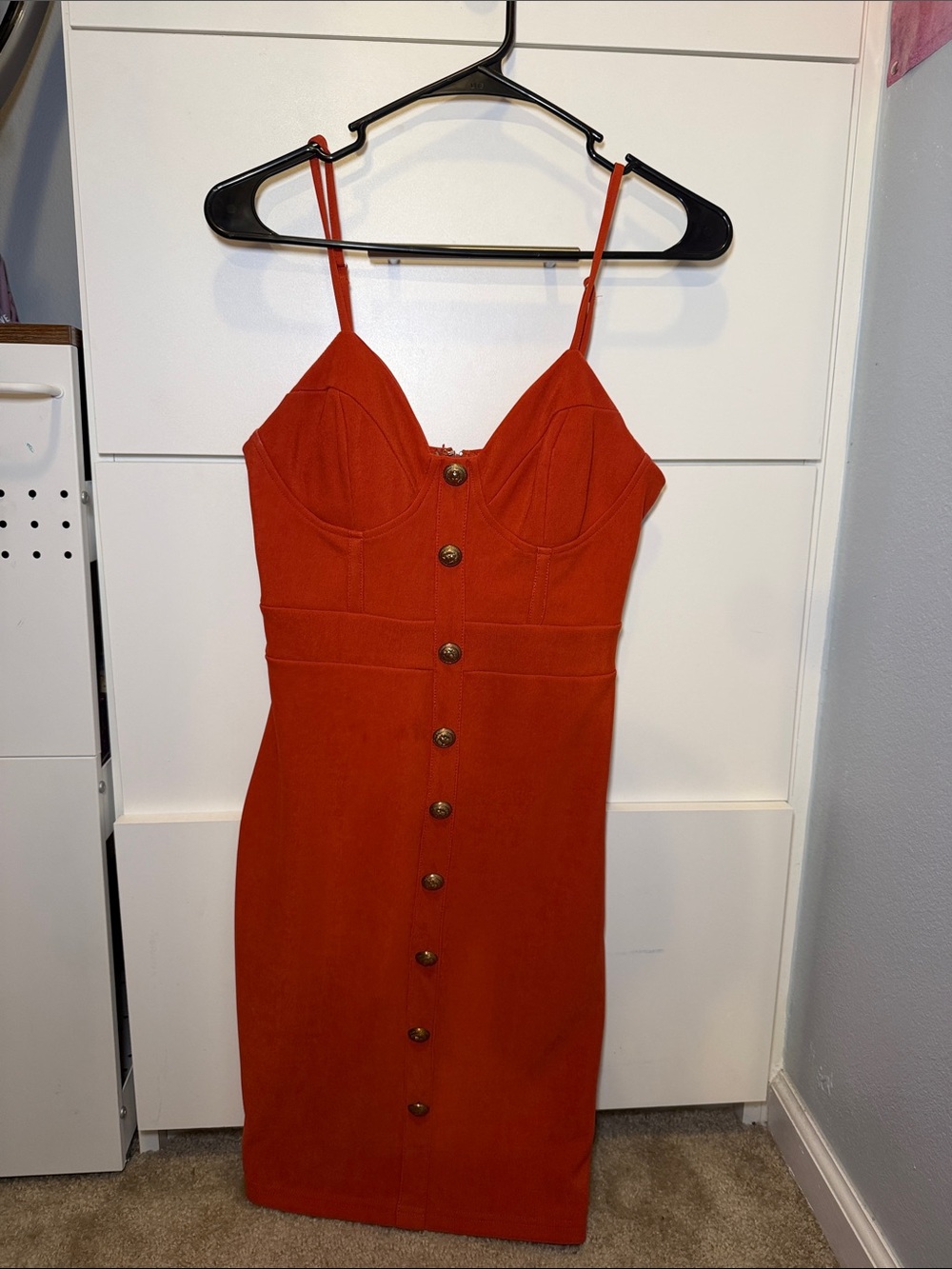 Fashion Nova Rust Red Button-Front Mini Dress